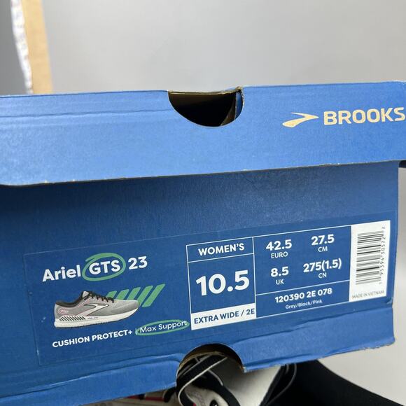 Brooks Ariel GTS 23 Running Shoes Women's 10.5 Extra Wide 2E Gray Pink Sneakers - Picture 8 of 10